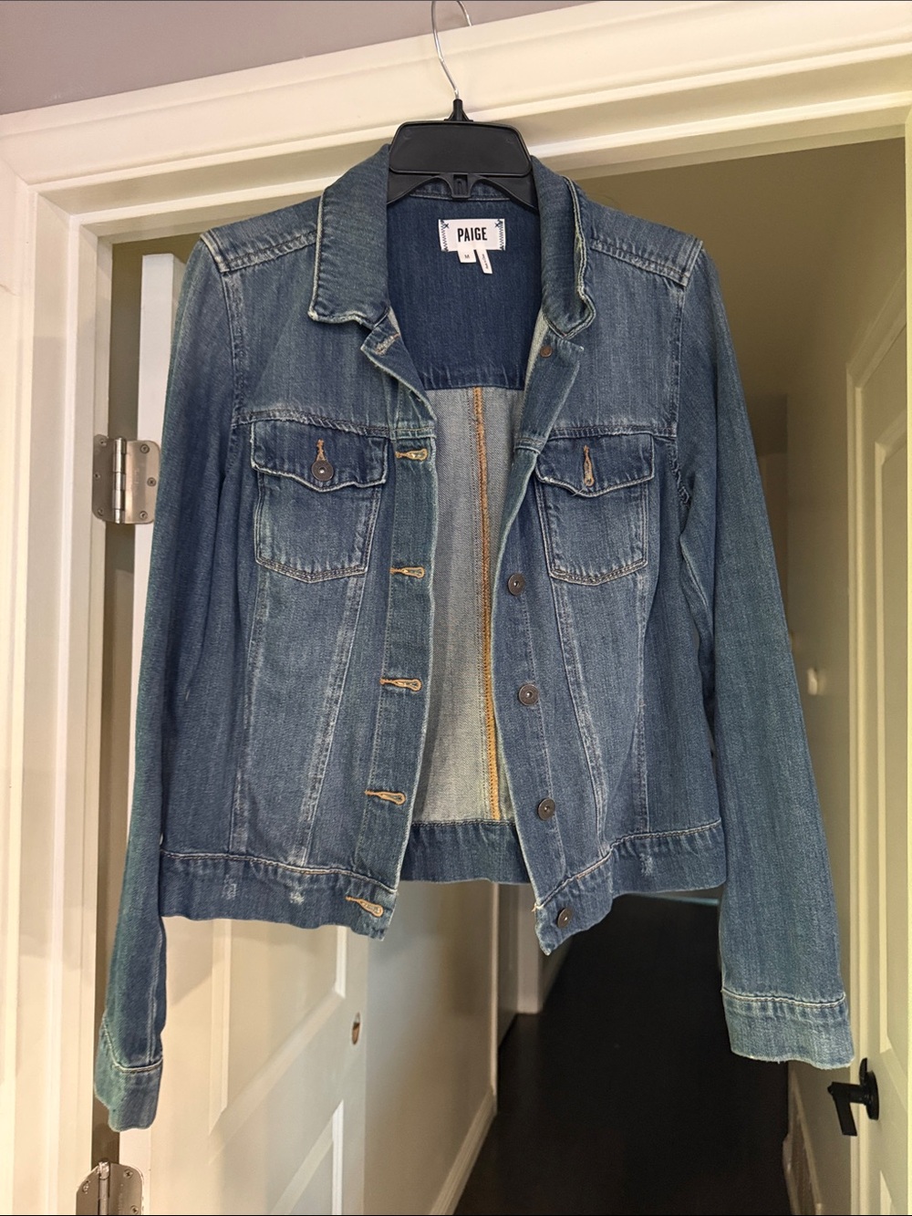 PAIGE Classic Blue Denim Jacket with Chest Pockets